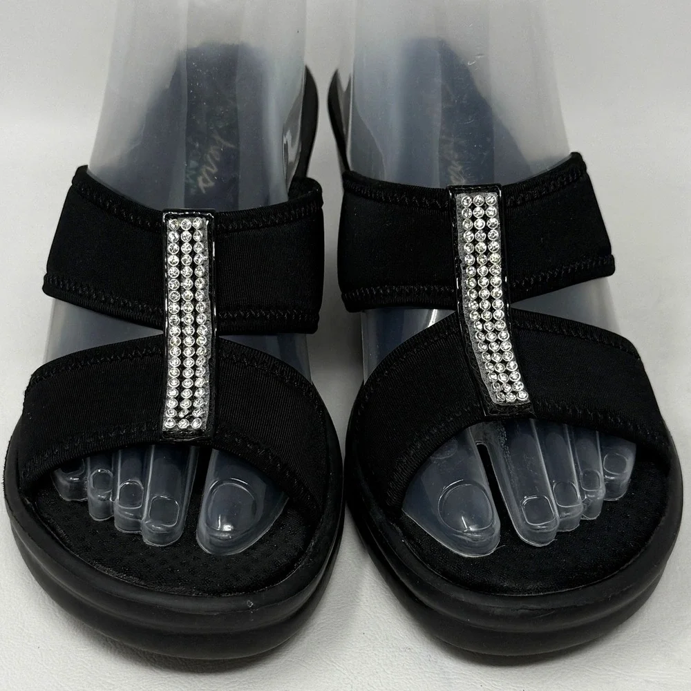 Skechers Cali Rumblers Risk Taker Black Jewel Wedge Sandals 7 Dressy Semi Formal - Picture 4 of 11